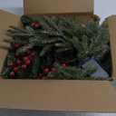 6.5FT Christmas Garland with Lights,Prelit Christmas Decorations,Lighted Garland with Battery Operated,Denser Realistic Pine Needles Greenery Home Decor for Mantle Fireplace Table Indoor Outdoor