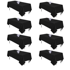 pepmily 8 Pack Black Tablecloths 60x126 Inch Table Cloths for 8 Foot Rectangle Tables, Wrinkle Resistant Washable Rectangular Fabric Table Cover for Dining Wedding Banquet Camping Party