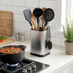 Kitchen Utensil Crocks, Stainless Steel Utensil Holder Caddy, 4L X 4W X 6.7H