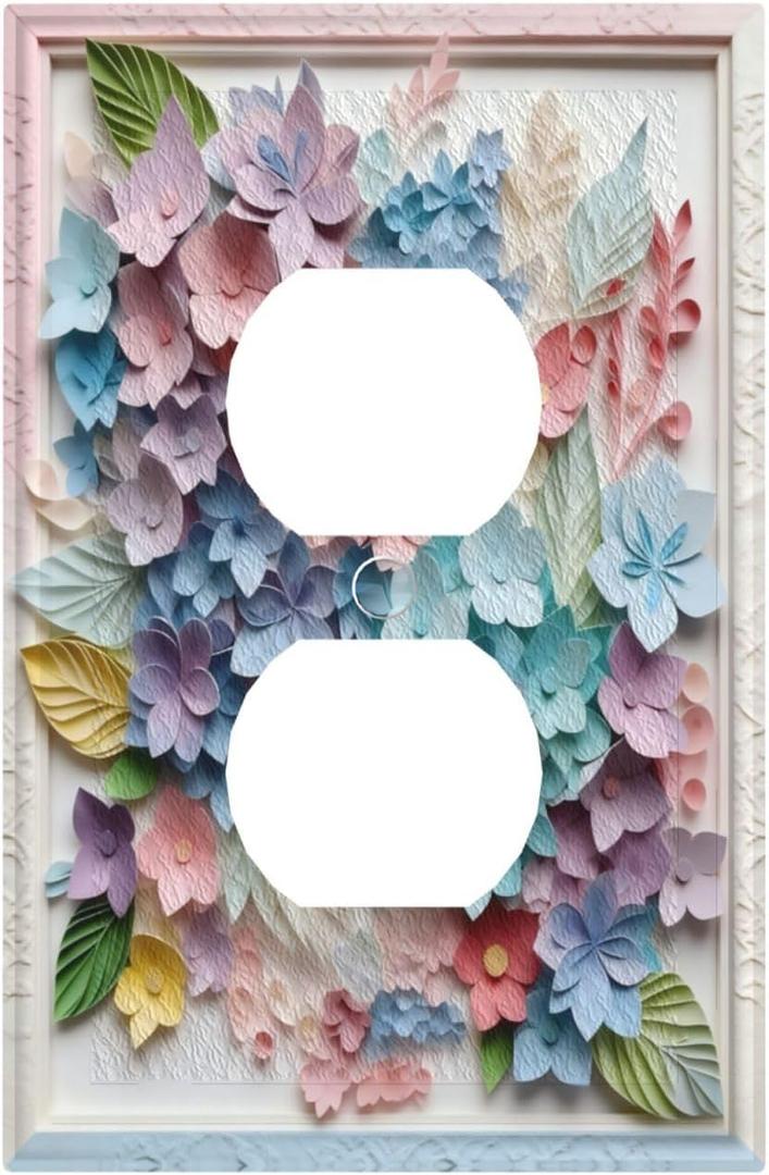 Decorative Art Light Switch Covers Macaron Hues Flowers 1 Gang Single Duplex Outlet Wall Plate Switchplate Electrical Faceplate for Home Decor
