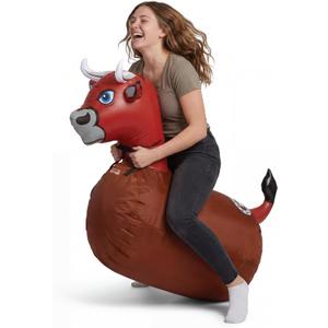 Waddle Hip Hoppers Bouncy Hopper Inflatable Hopping Animal Bouncer, Supports Up to 250 Pounds, Ages 5 and Up (Brown Bull)