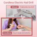 Nail Drill Tool for Women, Electric Nail File with 5 Bits 6 Speed Levels,Portable Cordless Electric Professional Nail Drill Machine for Salon and Home,Christmas Gift for Women