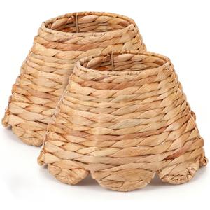2 Pcs Rattan Lamp Shades Cover 5.5" Top x 10" Bottom x 6.6" High