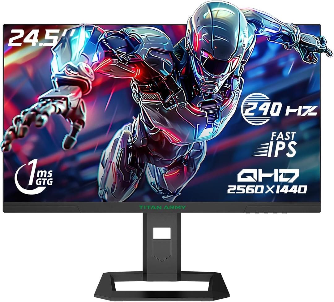 24.5 Inch 240Hz 1440p Gaming Monitor, QHD 2560 x 1440p Fast IPS Panel 1ms GTG Response Time, Adaptive Sync, 126% sRGB HDR 500, Low Blue Light VESA 100x100, P2510S Plus