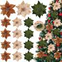 Thiccywoov 12 Pcs Artificial Neutral Christmas Poinsettia Flower Velvet Christmas Flower 5.9 Inch Faux Poinsettia Picks Christmas Tree Wreath Ornaments for Christmas Tree Wedding Decor (Multicolored)