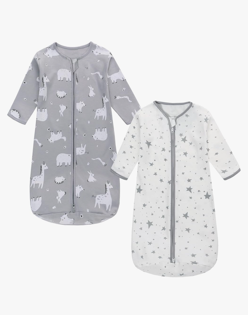 Miracle Baby Long Sleeve Sleep Sack 2-Pack, 100% Cotton Wearable Blanket Baby Sleeping Bag for Newborn Infant Toddler