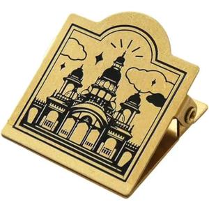 Brass Clip, Brass Binder Clip, Bill Binder Clip, Brass Clips for Journals, Decorative Binder Clips, Travelers Notebook Clip, Wall Hanging File Organizer (Castle in The Nebulous Sky)