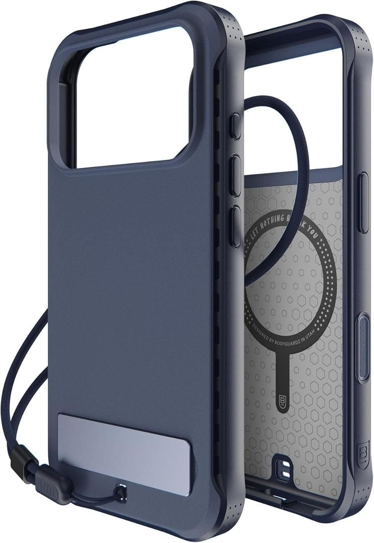 BodyGuardz Performance Pro Compatible with iPhone 17 Pro Case - Shockproof 18FT Drop Rating - Compatible with MagSafe - Temperature Regulating Technology - Kickstand (Navy)