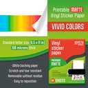 JOYEZA Premium Printable Vinyl Sticker Paper for Inkjet Printer - 80 Sheets Matte White Waterproof, Dries Quickly Vivid Colors, Holds Ink Well- Tear Resistant - Inkjet & Laser Printer