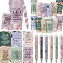 Skylety 36 Pcs Christian Employee Appreciation Gifts Bulk for Women Men 16 oz Reusable Plastic Religious Tumblers with Lids Scripture Coffee Cups Pens Notebooks for Birthday Church Party Favors