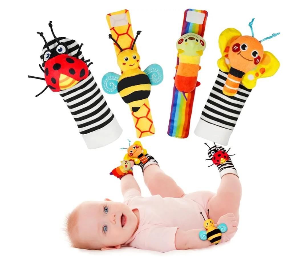 Infinno Baby Wrist Rattle Socks and Foot Finder Set, Perfect Baby Toys for 0-12 Months Newborn Boys and Girls As Shower Gifts, Garden Bug Series