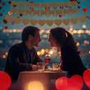 4 Pcs Vintage Valentine's Day Heart Garland Book Page Heart Garland Newspaper Bunting Strand String Banner for Valentine's Day Birthday Wedding Anniversary Engagement Nursery Party Decor