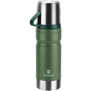 Vacuum Insulated Water Bottle Thermo Water Flask with Cup 680ml/23oz Stainless Steel Thermal Water Bottles Thermo for Hot and Cold Drinks Coffee Water(Green,Single)
