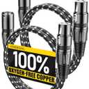 XLR Cables, 3ft 2 Pack Microphone Cable, XLR Male to Female Balanced Microphone Cord 3 pin, 3 Foot Short mic Cord Oxygen-Free Copper (OFC) Nylon Braided (Black-White)