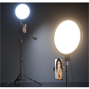 10.2" Ring Light with 69" Tripod Stand and Phone Holder Kit, Full-Screen Zoom Light for Video Recording, Makeup, Live Stream, Dimmable LED Selfie Ring Light Tripod for iPhone with Remote