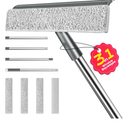 Window Squeegee for Home, Window Cleaner Tool with Extension Pole, Squeegee for Window Cleaning with 3 Microfiber Cloths and Screen Brush, Window Cleaning Kit for Car Windshield, Shower Glass Doors