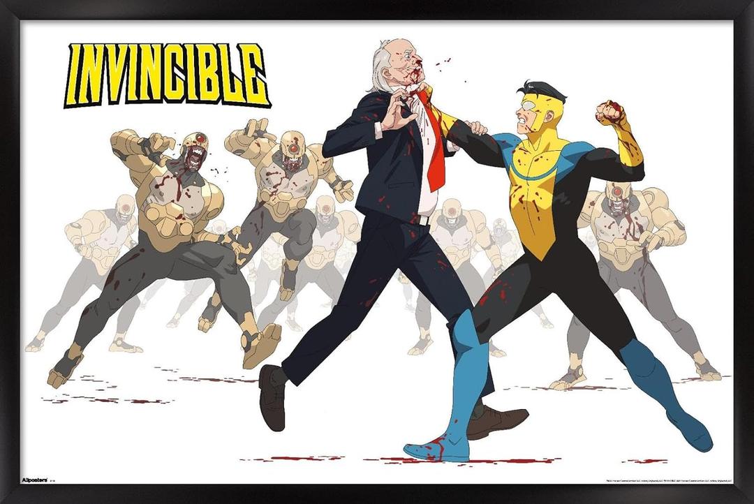 Trends International Invincible: Season 3 - White Room Teaser One Sheet Wall Poster, 34L x 22.4W, Black Framed Version