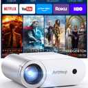 Mini Projector With WiFi and Bluetooth, 400 ANSI Outdoor Projectors 1080P for iPhone, Home Theater Projector 4K Support for Bedroom, 200 Wireless WiFi Projector for Smartphone/HDMI/USB/TV Stick