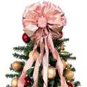 45 * 13Inch Christmas Tree Topper Bow Decoration, Large Glitter Tree Decoration Ornaments(Rose Gold)