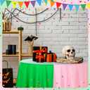 Ganeen 6 Pcs Witch Party Pink Green Tablecloths Disposable 84 Inch Plastic Round Table Cover Witch Princess Party Waterproof Table Cloths for Halloween Bachelorette Baby Shower Birthday Decorations