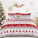 Dobuyly Christmas Comforter Set King Size, Reindeer Snowflake Xmas Tree Holiday Decor Bedding Set, 3 Pieces Soft Microfiber Boho Christmas New Year Gift Bed Comforter Set 103"x90"