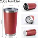 20 oz Stainless Steel Vacuum Insulated Tumbler with double-wall, lid, straw, and straw brush suitable mug for travel, coffee, juice, or water. (White)