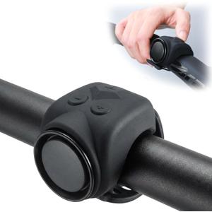 120dB Loud Bike Horn Electric Ebike Bell, Small Battery Operated Universal Mount Horns for Motorcycle Scooter Bicycle, Waterproof, USB C Rechargeable, 4 Funny Sounds & 5 Volume Settings