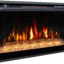 26 Inches Electric Fireplace Inserts, 1500W Recessed Fireplace Electric with Remote Control, Crystal, Overheating Protection and Timer, Black