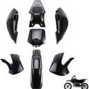 Fancemot Dirt Bike Plastics Kit – Heavy-Duty ABS Fender Fairing Kit Compatible with Kawasaki KLX110 2004-2012, KX65 2000-2013, Suzuki DRZ110 2003-2005 – Thicker Plastic Body Panels (Black)