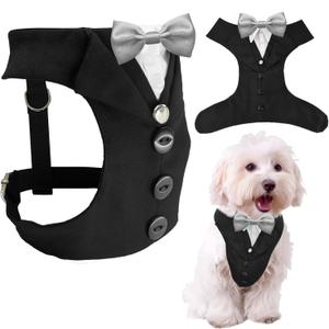 AVERYDAY Dog Tuxedo for Wedding Outfit, Dog Suit and Tie Costumes for Birthday, Halloween, Cosplay, Christmas Party, Pet Formal Wear with Bowtie, Tux for Small Dogs, Chihuahua, Bichon, Maltese, Cats (S (Chest 16.9-21.1 in))