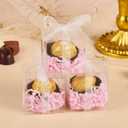 Mauproy 2x2x2 Inches Clear Favor Boxes, 100 Pack Small Plastic Gift Boxes with Ribbons for Macaroons Treats Candies Wedding Baby Shower Birthday Mother's Day Party Favors