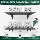 2 Pack 2x3ft Garage Wall Shelves, 24x72 inch Heavy Duty Garage Shelving Wall Mounted Garage Storage Rack, 700lbs Load Capacity Floating Metal Shelf, Black