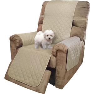U-NICE HOME Recliner Chair Covers Reversible Chair Cover Pet Covers for Dogs with Elastic Straps Water Resistant Diamond Quilted (28''Recliner Oversized, Sand/Beige)