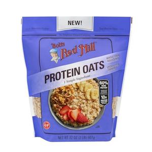 Bob's Red Mill Gluten Free Protein Oats, 32oz (Pack of 4) - 10g Protein/Serving, Non GMO, Whole Grain, Vegan, Kosher, Best By 08 Oct 2026