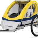 Schwinn Echo Child Bike Trailer, Max of 2 Children with Total Weight of 80 lbs., Canopy, 20-Inch Air-Filled Tires, Yellow/Grey