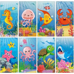 8 Pcs Fluorescent Light Covers with 80 Magnets Decorative for Classroom Ceiling Lights 4 x 2 Feet Magnetic Light Cover Filter Easy Install for VBS Office Hospital Home Ceiling Supplies (Ocean Animal)