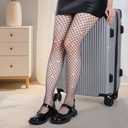 hoyuwak 2 pairs of Sparkly Tights for Women - Glitter Fishnet Stockings with Rhinestones, High Waist Shimmer Mesh Tights for Party, Halloween, Dance (Large & Middle Mesh)