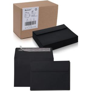 120Qty A7 Black Invitation Envelopes 5.25x7.25 Inches- Windowless Design 120GSM Self-Seal Envelopes for Invitations, Greeting Cards, Invoices