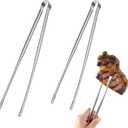 2 x Non-Slip Tips Cooking Tongs 2 Set, One-Piece Stainless Steel Metal Tongs, Serrated Kitchen Tweezers Tong for Baking, Food Plating, BBQ(11.4" and 9.44")