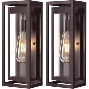 Slypadan 15" Large Oil Rubbed Bronze Outdoor Light Fixture, 2 Pack ORB Outdoor Sconces, Modern Waterproof Wall Lights with Clear Glass Shade for Front Door, Porch, Garage - Amazon.com