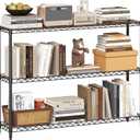 Homeiju 3-Tier Kitchen Storage Shelf, 41" Wide Adjustable Standing Metal Shelving Unit with Removable Wooden Boards, Heavy Duty for Pantry, Bathroom, Garage, Entryway, Plant Stand, Black