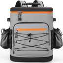 YOUNGOA Large 52cans Cooler Backpack, Insulated, Waterproof, Leak Proof, 30L Large Capacity (Grey)