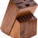 RedCall Universal Knife Block Holder,Large Wood Bamboo Knife Block without Knives,14 Slot Universal Knife Holder Countertop,Butcher Block Knife Storage Organizer for Kitchen (Brown)