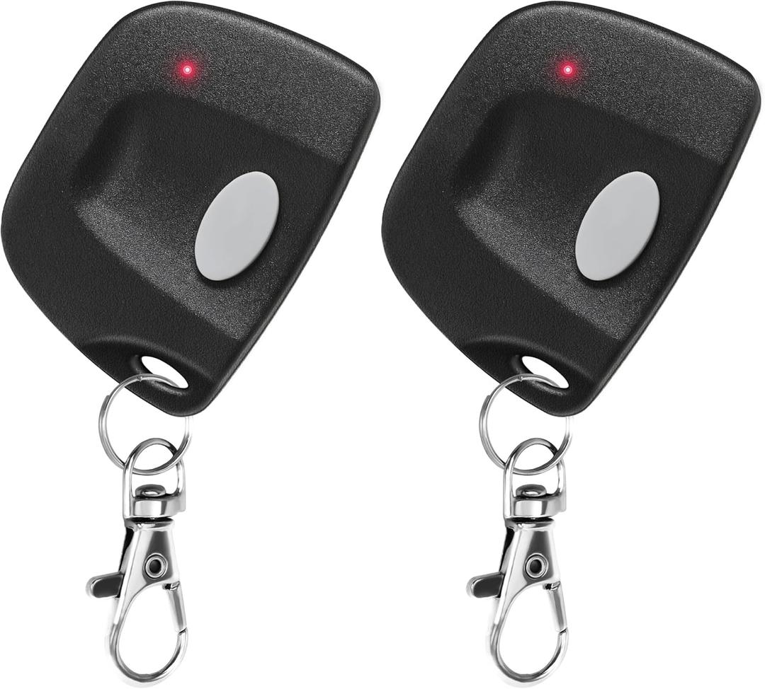 CreaCity 2 for 300 MHz Multicode Linear Garage Door Gate Opener Remote Control with 10 DIP Switch Keychain,Replacement for 3089,3060,3070,308911,MCS308911,MCS306010,MCS307010 Gate Clicker (Black)