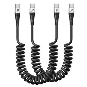 USB C to C 100W 3ft, 2Pack Coiled USB C Charger Cable for Car, Short Type C USBC Fast Charging Cable for iPhone 17/16/15/Pro/Plus/Pro Max/Samsung Galaxy S23, Compatible All Type C Devices