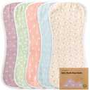 5-Pack Muslin Burp Cloths Baby Boy, Girl - Very Absorbent Baby Burp Cloth Rags, 8-Layers Viscose Derived from Bamboo Cotton Muslin Towel, Super Soft Spit Up Rags, No Shrink Washcloths (Blooms)