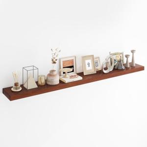 RICHFOCUS Floating Shelves for Wall | 72 Inch Rustic Floating Shelves with Solid Ash Wood Veneer Set of 1 | 9.3 Inch Deep Floating Wall Shelves with Upgraded Brackets | for Living Room Bathroom (Mahogany)