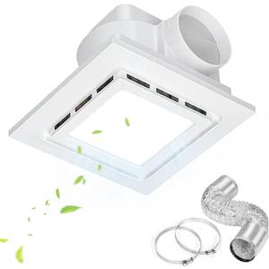 12" Ultra Quiet Bathroom Exhaust Fan with 6500K LED Light, 1.0 Sone 110 CFM, 9.8x9.8 Mount, 4" Duct Ceiling Ventilation Fan for Bathroom, Restroom & Laundry Room, Medium