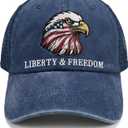 250th Anniversary Embroidered Eagle Hat for Men and Women Vintage Adjustable Baseball Cap Patriotic USA Hats (Blue)