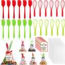 Bokon 12 Sets 48 Pcs Christmas Whisk Spatula Baking Gifts Red Green Christmas Kitchen Sets Includes Silicone Steel Whisk Spatula Greeting Cards Ribbons Plastic Bags Cooking Supplies for Xmas Gift